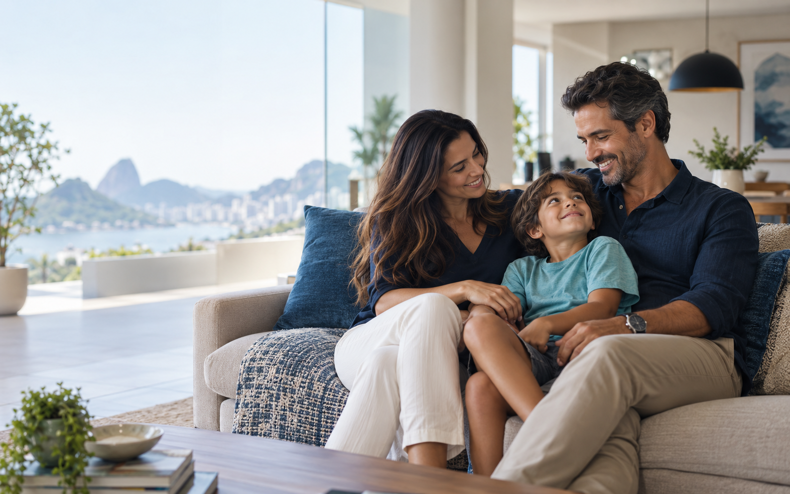 Família reunida em casa